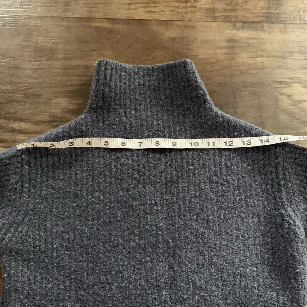 Wilfred merino wool mock neck sweater dark gray ribbed - Picture 8 of 9